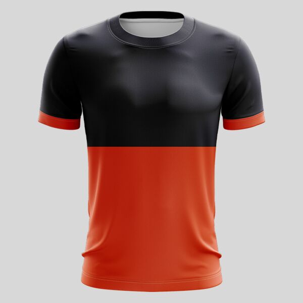 Orange Two Color Pattern Full Print Roundneck Shirt Thumbnail