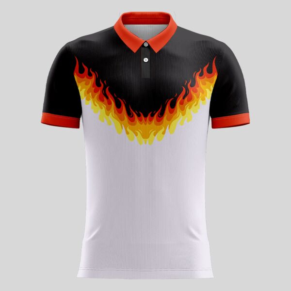 Orange Fire Design Full Print Polo Shirt Thumbnail