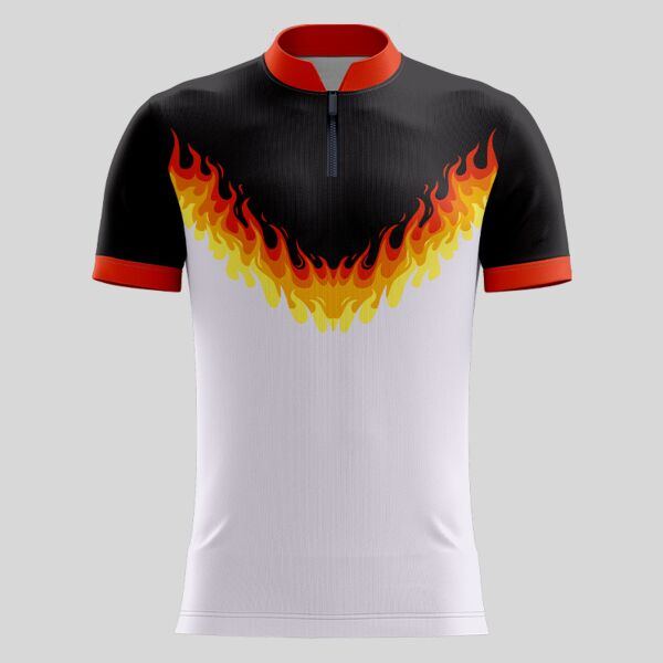 Orange Fire Design Full Print Chinese Collar Shirt Thumbnail