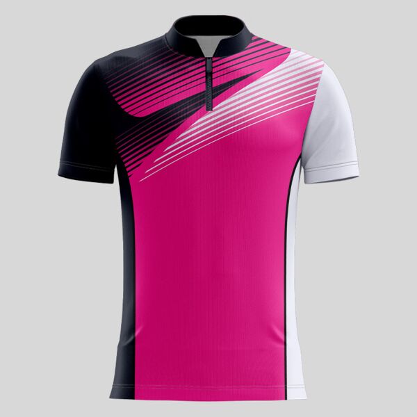 Pink Esport Pattern Full Print Chinese Collar Shirt Thumbnail