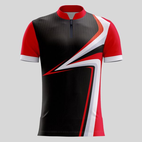 Red Esport Pattern Full Print Chinese Collar Shirt Thumbnail