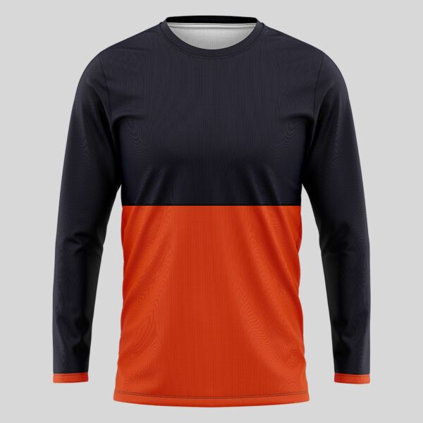 Orange Two Color Pattern Full Print Long Sleeve Shirt Thumbnail