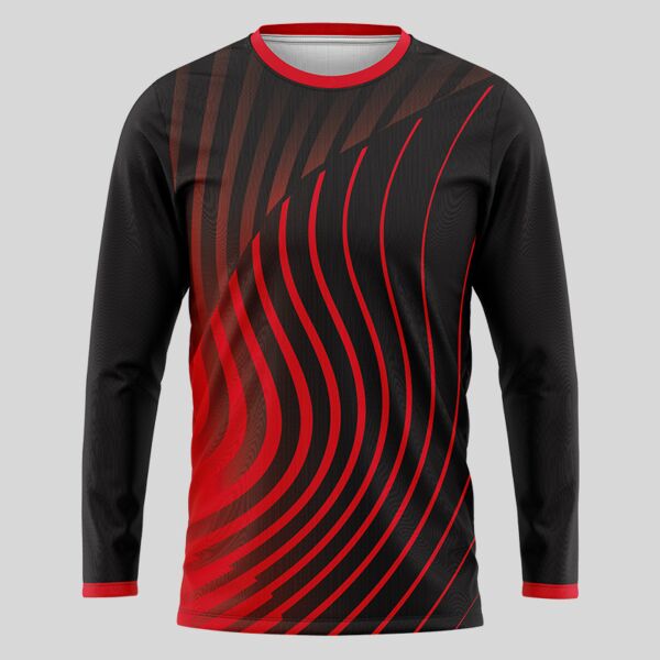 Red Linear Pattern Full Print Long Sleeve Shirt Thumbnail