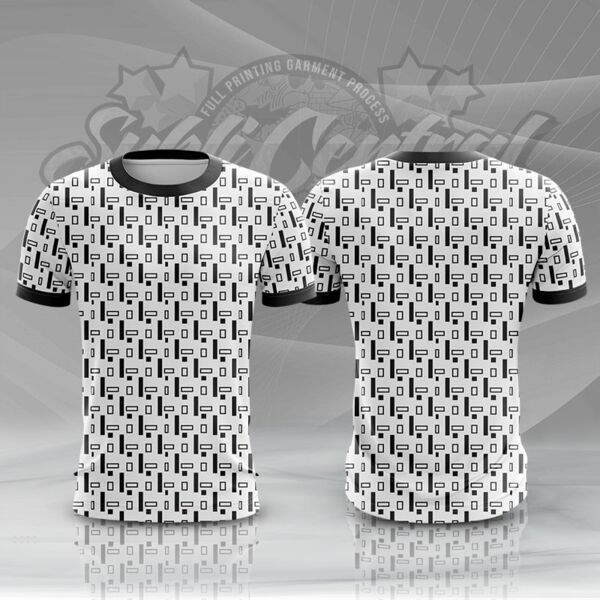 Small and Big Rectangles Design Full Print Roundneck Shirt Thumbnail