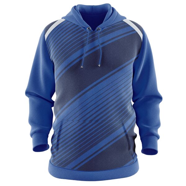 Blue Linear Pattern Full Print Hoodie Jacket Thumbnail