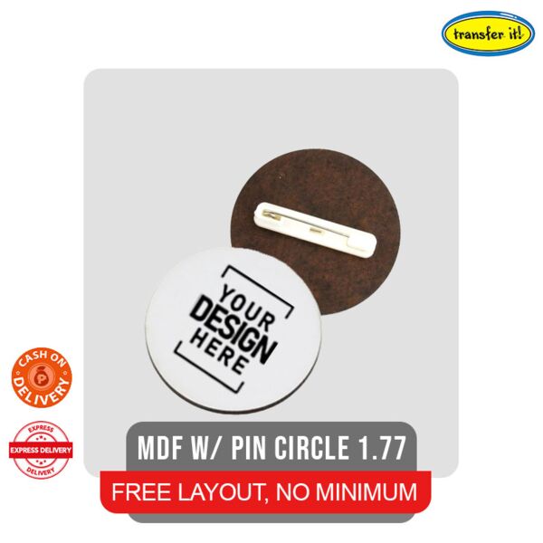 MDF Name Tag w/ Pin Circle 1.77⌀ Thumbnail