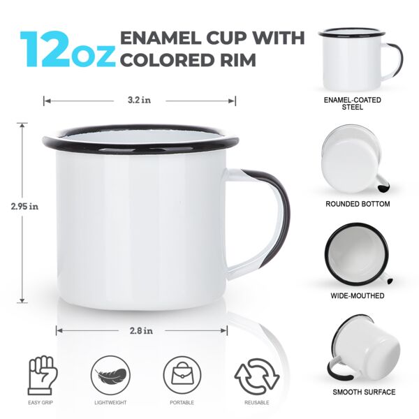 Copy of 12oz Enamel Cup with Colored Rim and Handle Thumbnail