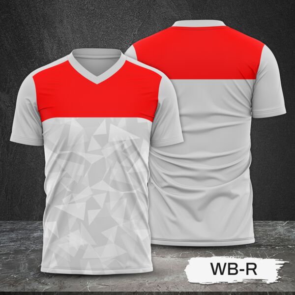 Red and White with Geometric Design Full Sublimation Shirt Thumbnail