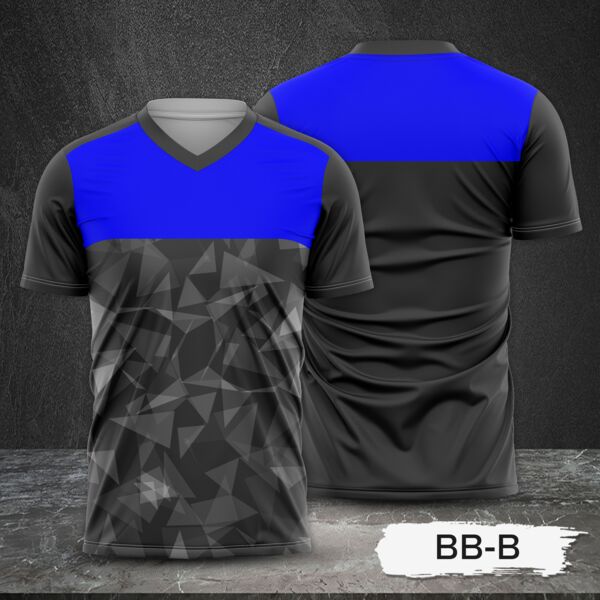 Blue and Black with Geometric Design Full Sublimation Shirt Thumbnail