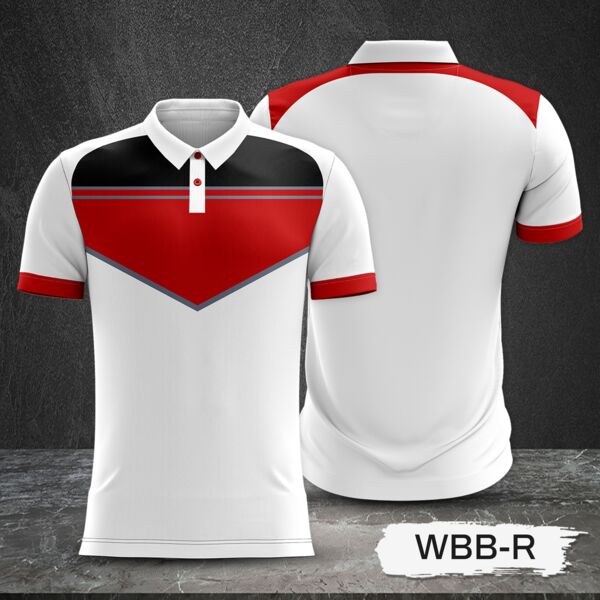 Tricolor Combination with Black Top and White Body Design Full Sublimation Polo Shirt Thumbnail