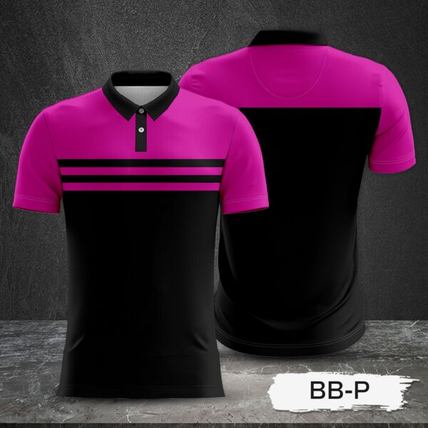 2 Color Combination with Colored Top and Black Body Full Print Sublimation Polo Shirt Thumbnail