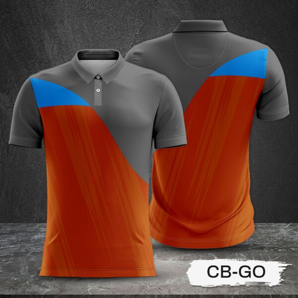2 Color Combination with Textured Design Full Sublimation Polo Shirt Thumbnail