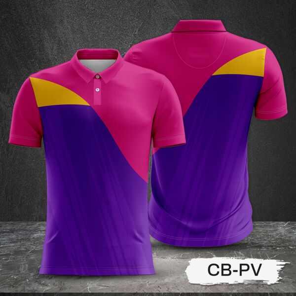 2 Color Combination with Textured Design Full Sublimation Polo Shirt Thumbnail