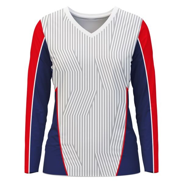 V-neck Long Sleeve Volleyball Jersey Full Print Sublimation Thumbnail