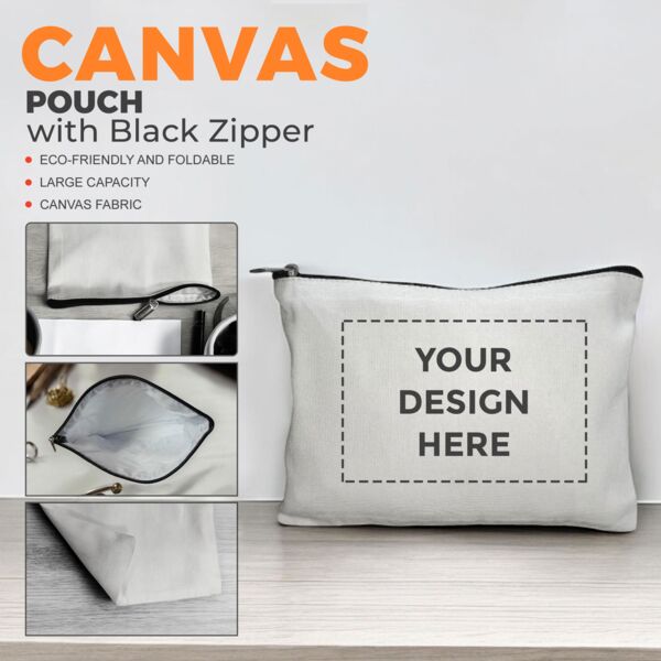 Canvas Pouch with Black Zipper Thumbnail