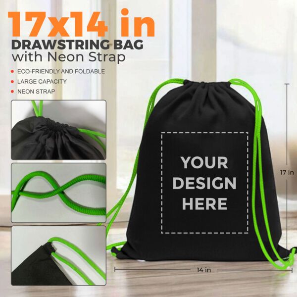 Drawstring Bag with Neon Strap Thumbnail