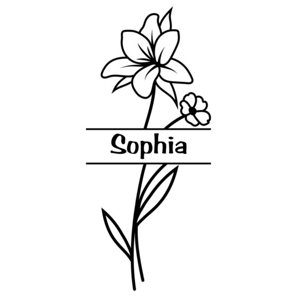 Flower Design with Personalized Name, Split Flower - SPF-001 Thumbnail