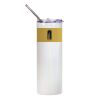20oz Glitter Stainless Skinny with Straw (White) Thumbnail